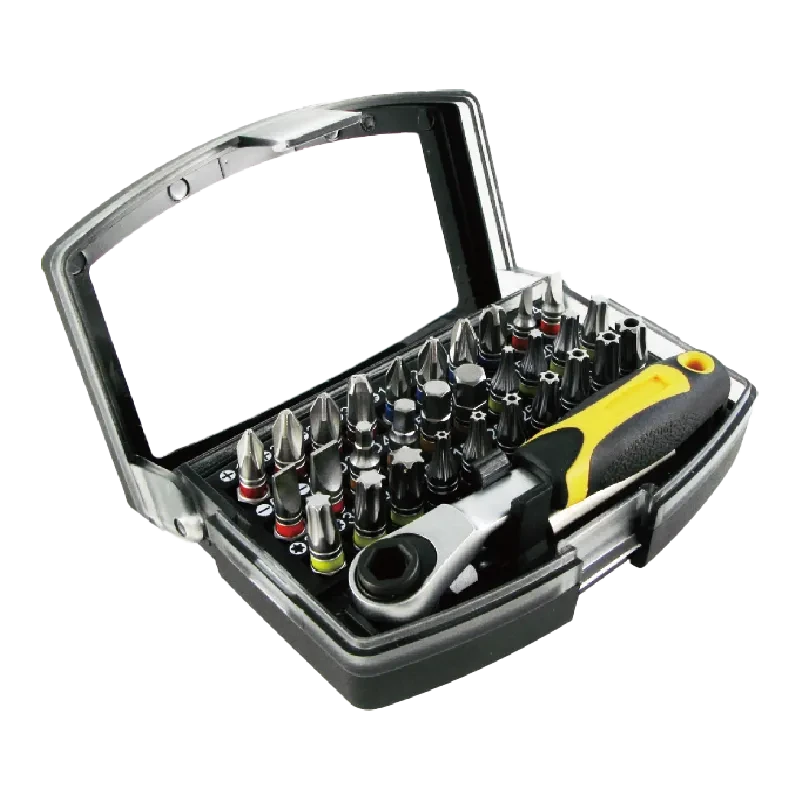 32pcs Color Ring Bit Set With Ratchet Handle