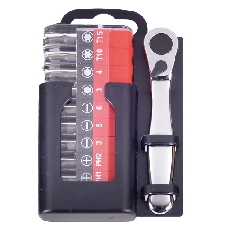 11pcs Clip-Type Bit Box & Ratchet Set